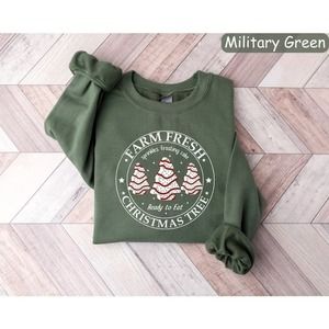 Farm Fresh Christmas Tree Sweatshirt Christmas Tree Cake Sweatshirt